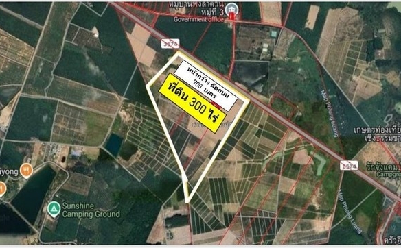 ขายที่ดินปลวกแดงระยอง ที่ดินระยองเนื้อที่ 300 ไร่ (มี 3 โฉนด) ที่ดินติดถนนใหญ่ หน้ากว้างติดถนน 700 เมตร